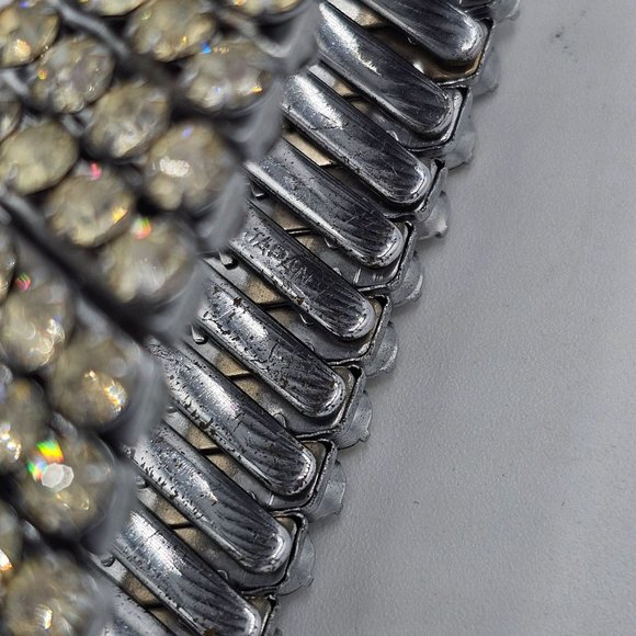 Signed Japan Rhinestone Stretch Expansion Bracelet Vintage - Picture 3 of 5